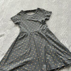 My Destiny Chic Girls Gray Dress with Gold Polka Dots Size 5/6